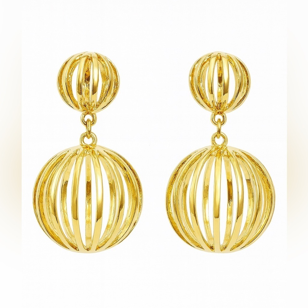 Gold Spherical Drop Earrings